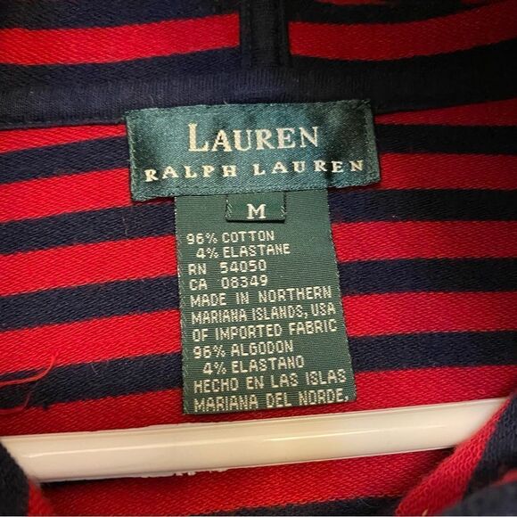 Lauren Ralph Lauren Navy blue red striped hooded full zip sweatshirt hoodie-M - Picture 6 of 11